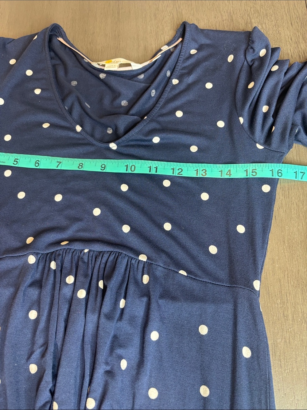 💙Boden Navy Blue Polka Dot V-Neck Dress Petite 4P Stretch Long Sleeve Flowy💙 - Picture 7 of 11